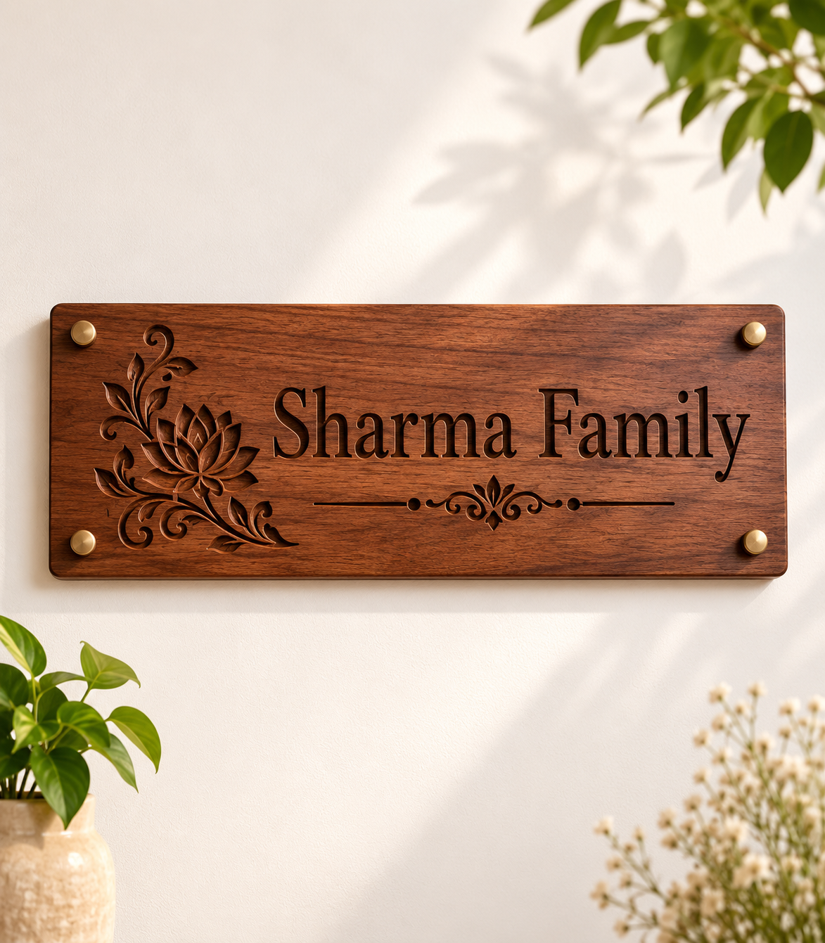 Premium Carved Wooden Name Plate